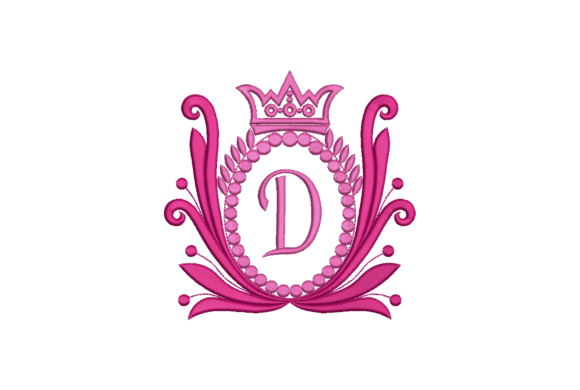 Elegant Crown Embroidery Design Letter D