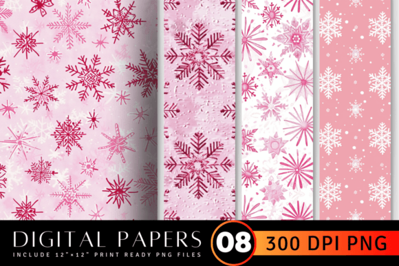 Pink Snowflakes Embroidery Digital Paper Review