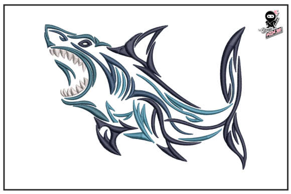 Shark Outline Embroidery for Ocean-Themed Projects